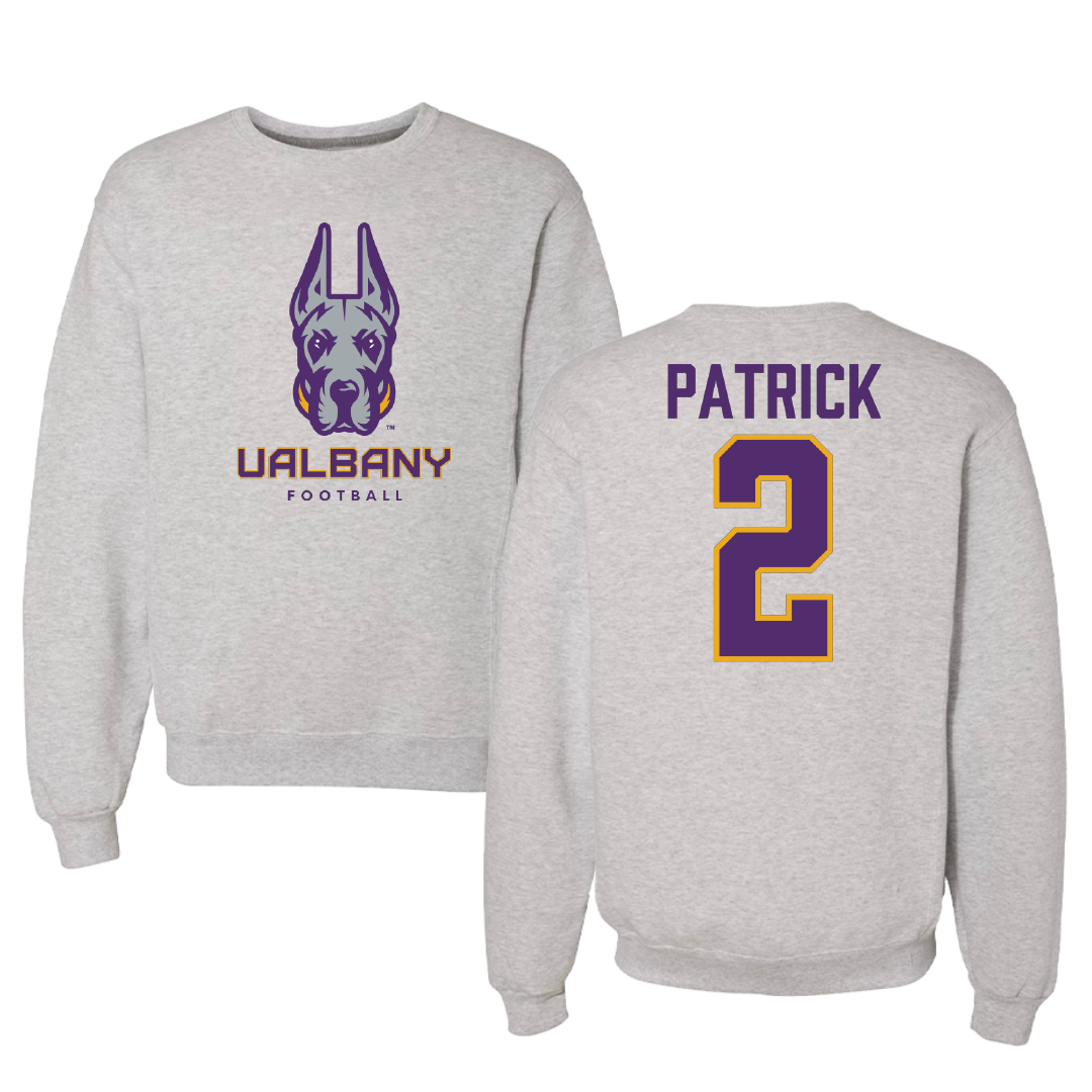 University at Albany Football Gray Crewneck - #2 Denzel Patrick