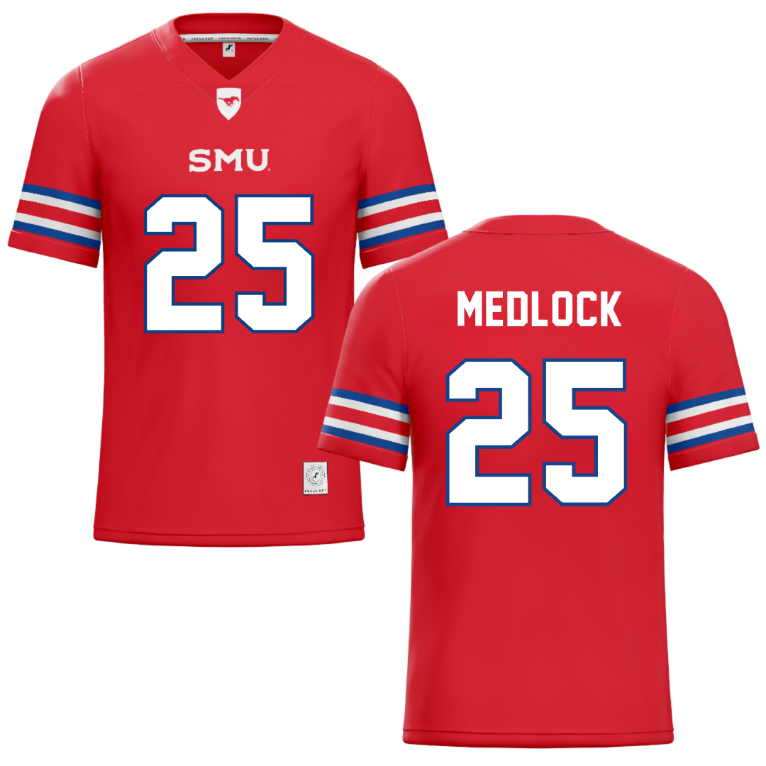 Southern Methodist University Red Football Jersey - #25 Justin Medlock