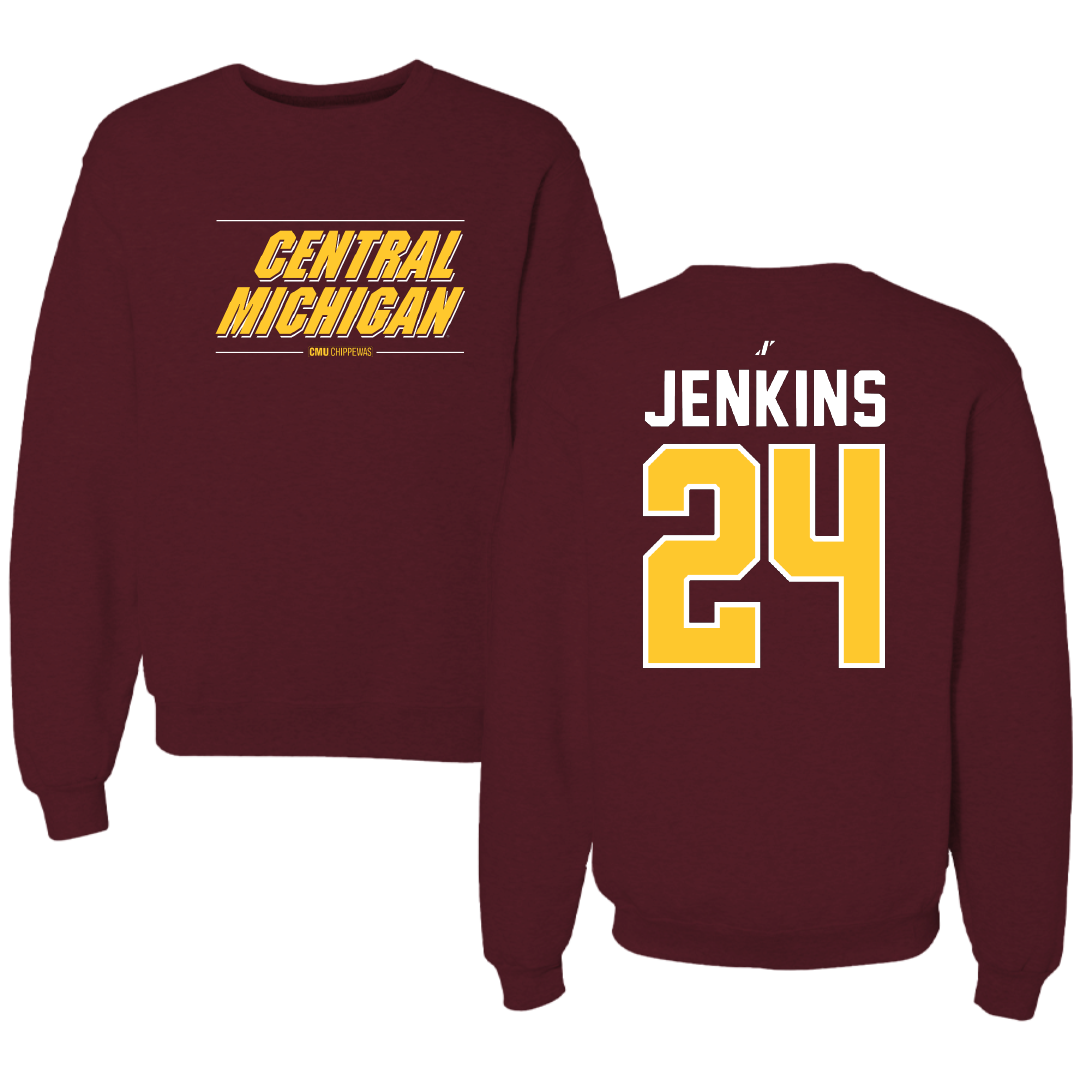 Central Michigan University Football Maroon General Crewneck - #24 Mekhi Jenkins