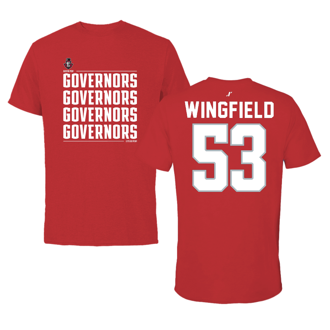 Austin Peay State University Football Red General Performance Tee - #53 Christian Wingfield