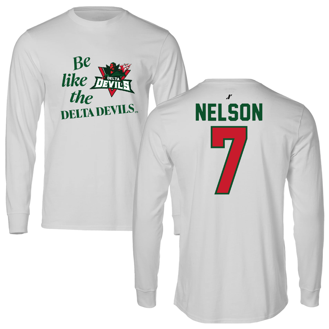 Mississippi Valley State University Football Light Gray Be Like Us Performance Long Sleeve - #7 Camo Nelson
