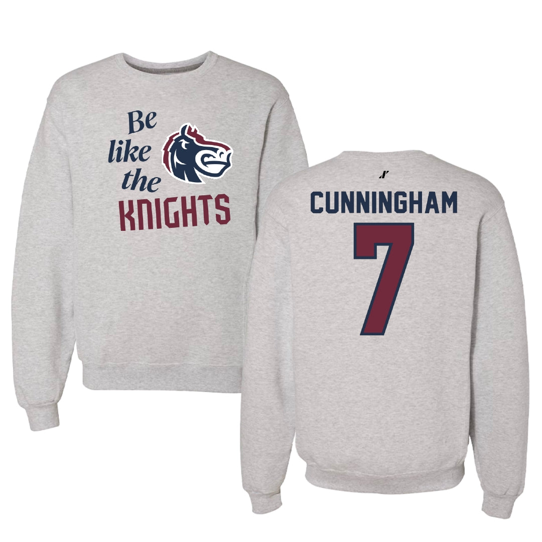 Fairleigh Dickinson University-Metropolitan Campus Softball Light Gray Be Like Us Crewneck - #7 Riley Cunningham
