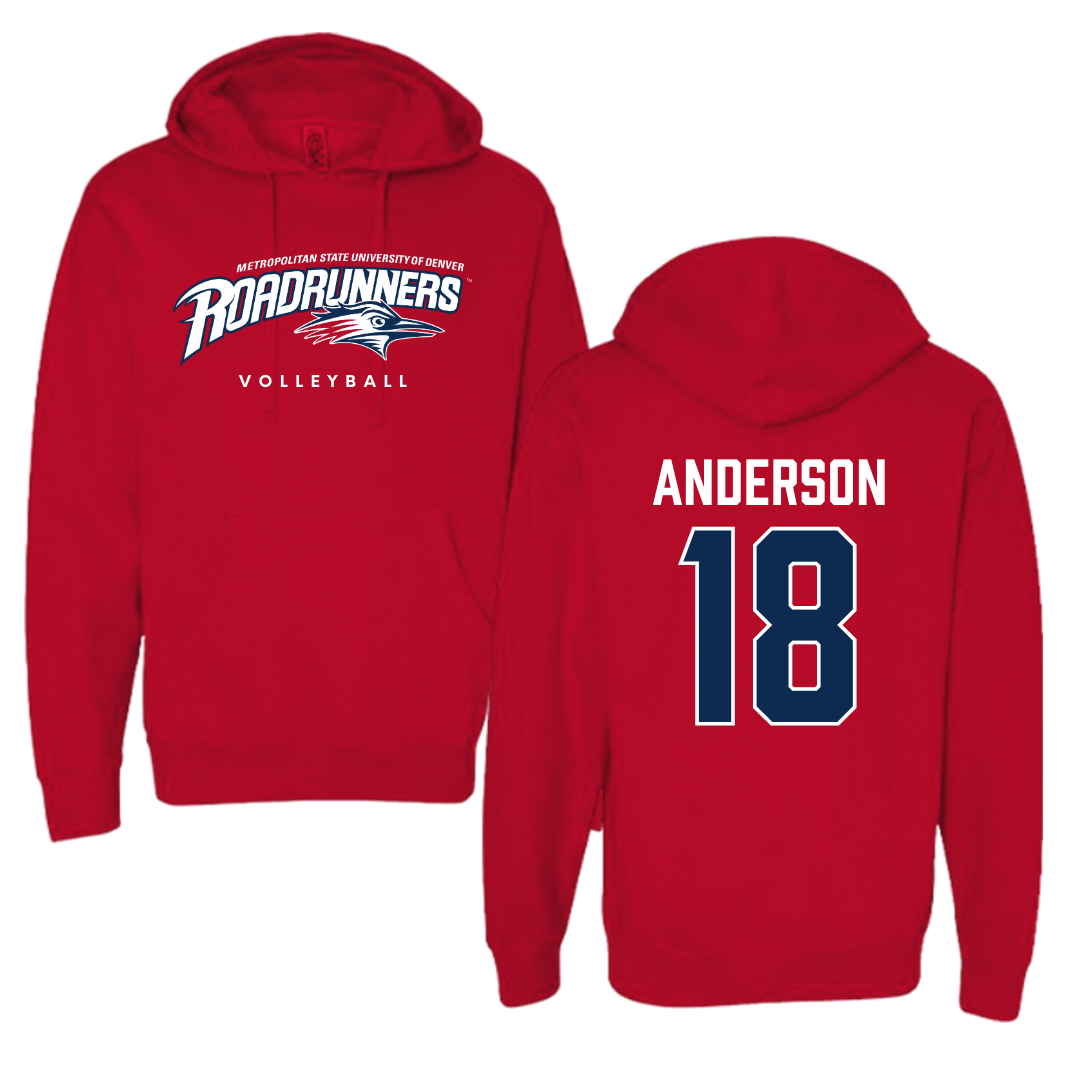 Metropolitan State University of Denver Volleyball Red Hoodie - #18 Riley Anderson