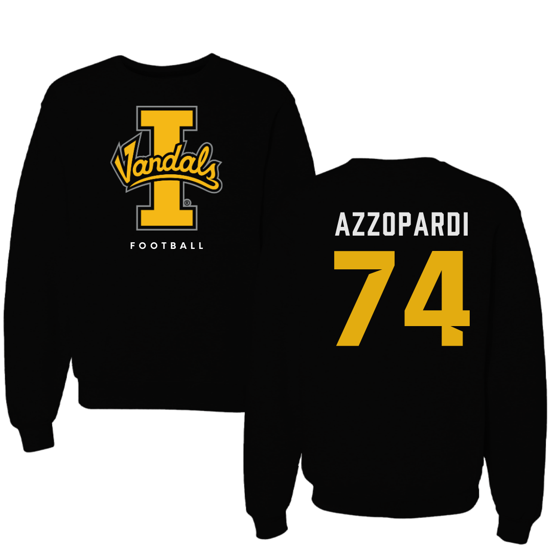 University of Idaho Football Black Crewneck - #74 Nate Azzopardi
