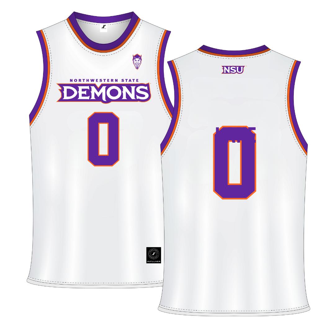 Northwestern State University White Basketball Jersey - #0 Jimel Lane