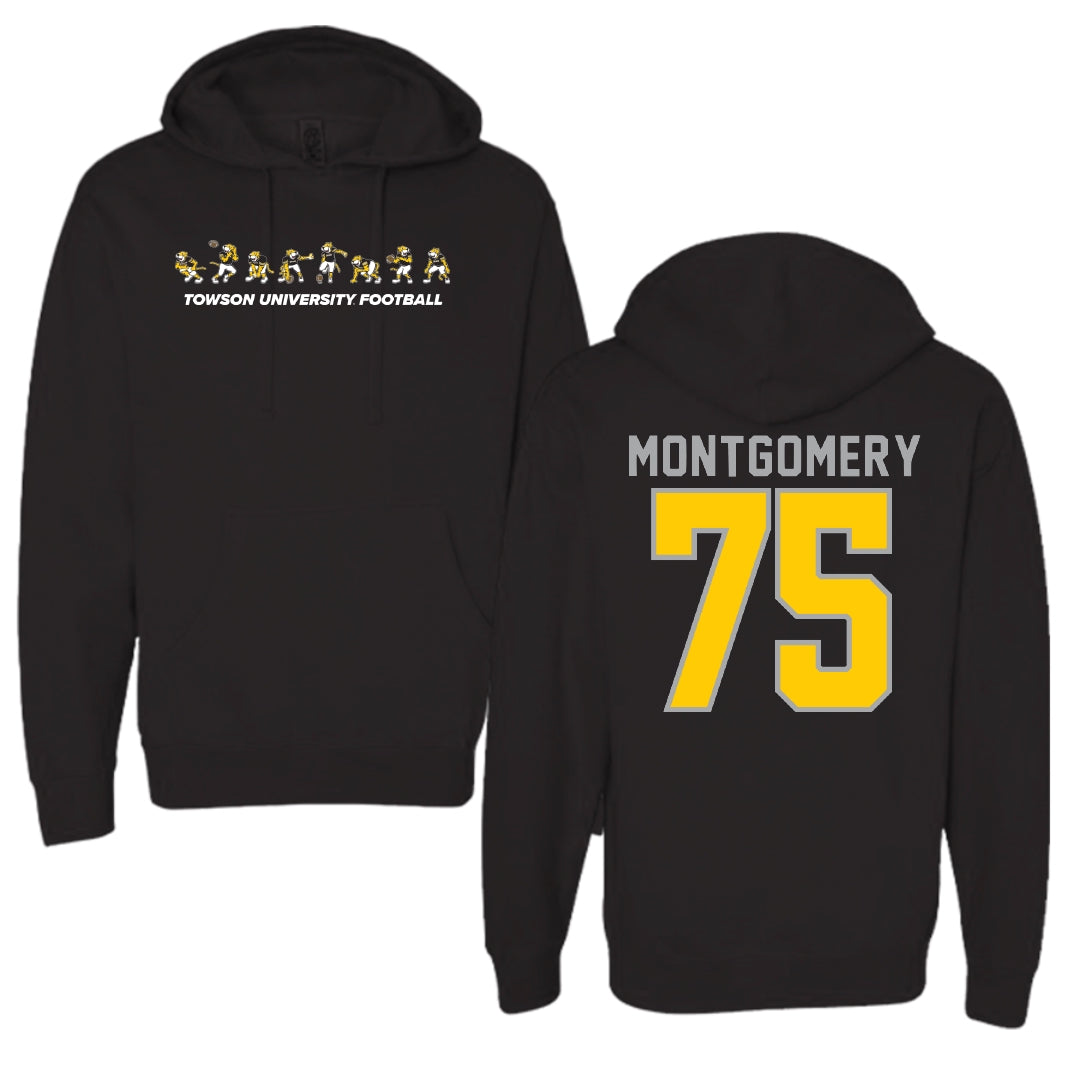 Towson University Football Black Cartoon Doc Team Hoodie - #75 Jaelin Montgomery