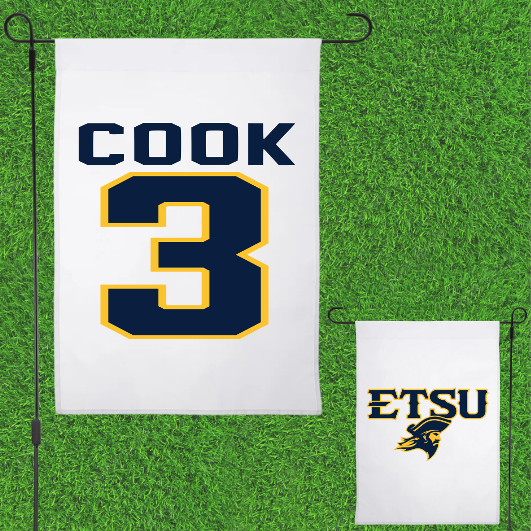 East Tennessee State University Soccer White Garden Flag - #3 Lindsey Cook