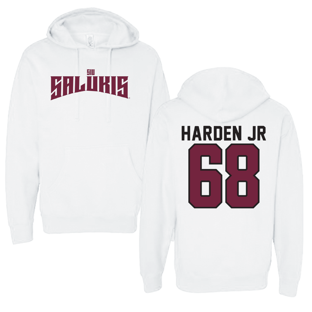 Southern Illinois University at Carbondale Football White Classic Hoodie - #68 Derek Harden Jr