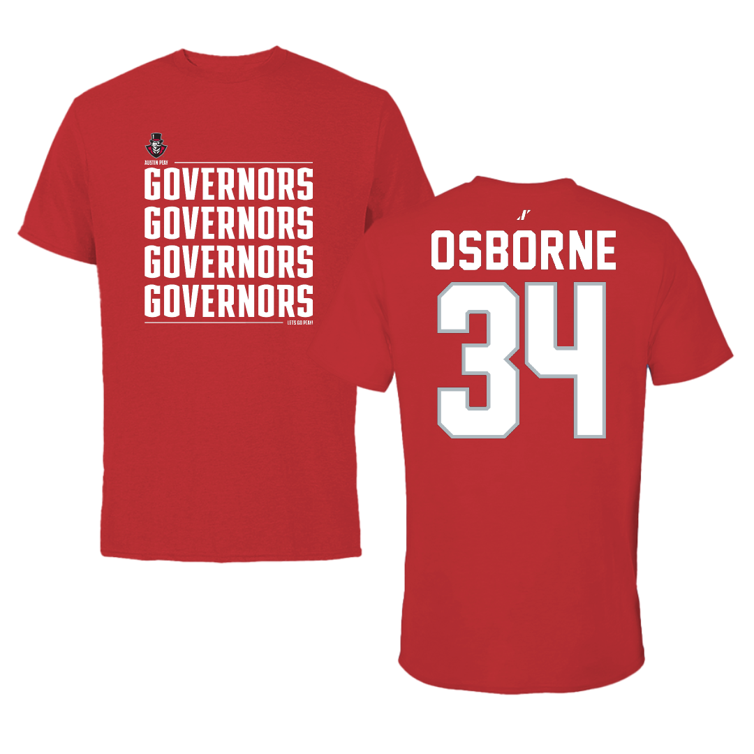 Austin Peay State University Football Red General Performance Tee - #34 Jahlin Osborne