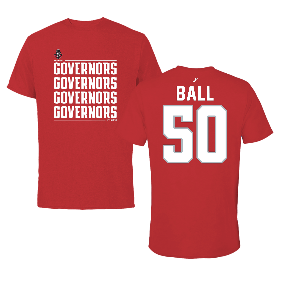 Austin Peay State University Football Red General Tee - #50 Kendyle Ball