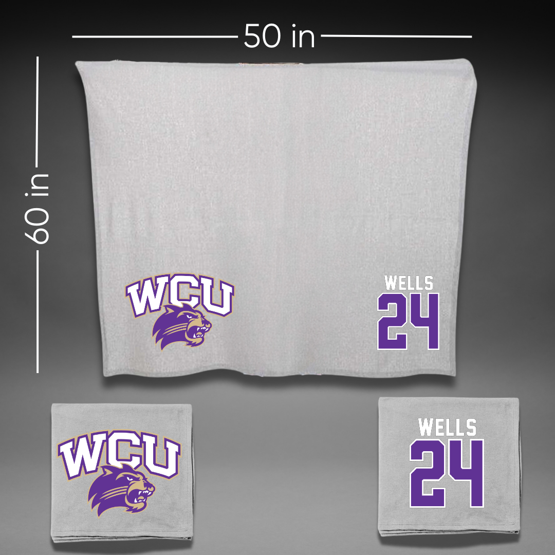 Western Carolina University Football Gray Blanket - #24 Zayveon Wells