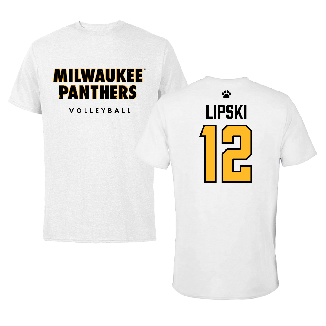 University of Wisconsin-Milwaukee Volleyball White Performance Tee - #12 Bella Lipski