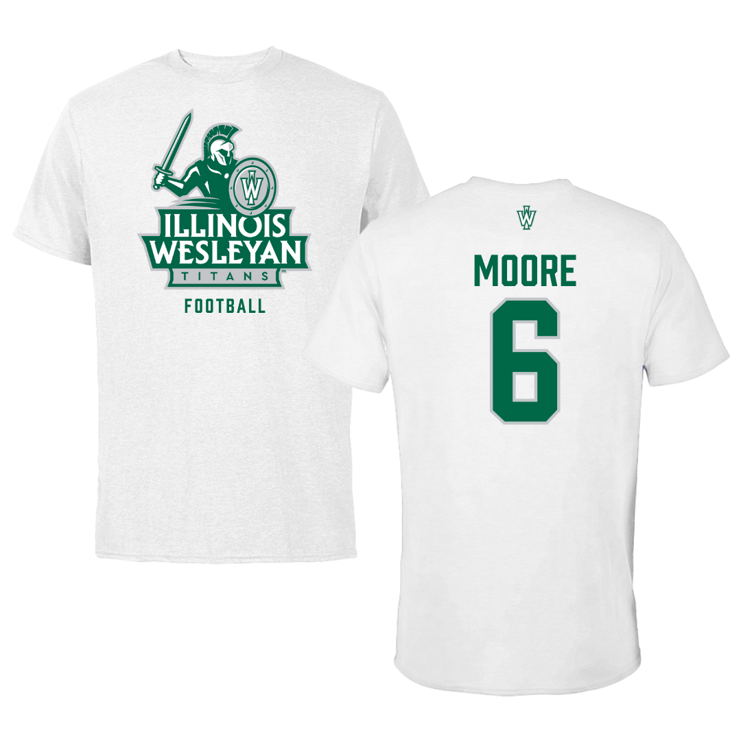 Illinois Wesleyan University Football White Performance Tee - #6 Tre Moore