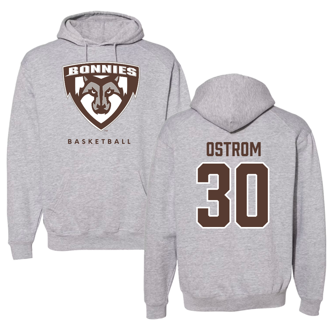 St. Bonaventure University Basketball Gray Hoodie - #30 Broek Ostrom