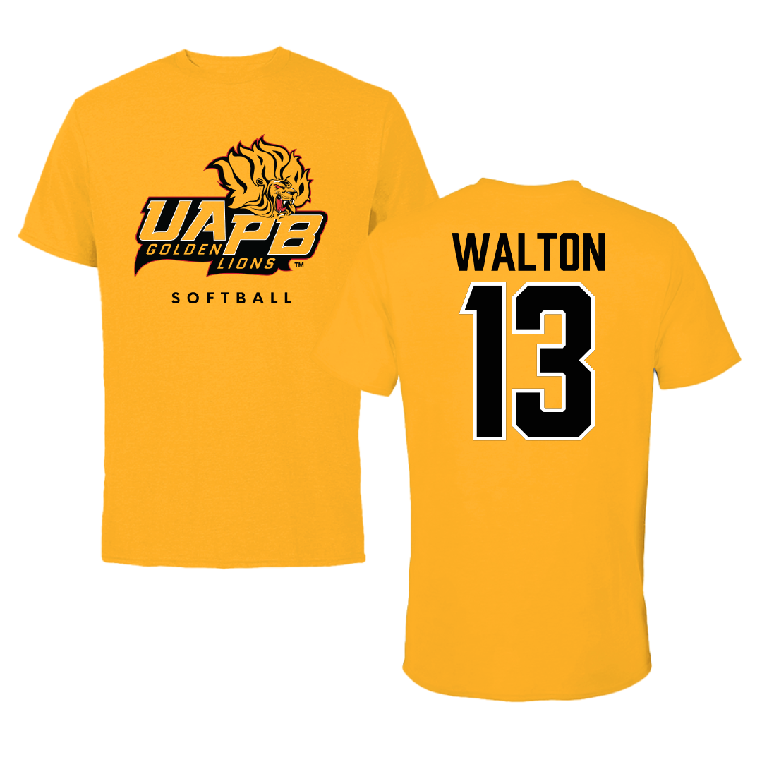 University of Arkansas-Pine Bluff Softball Gold Tee - #13 Justice Walton