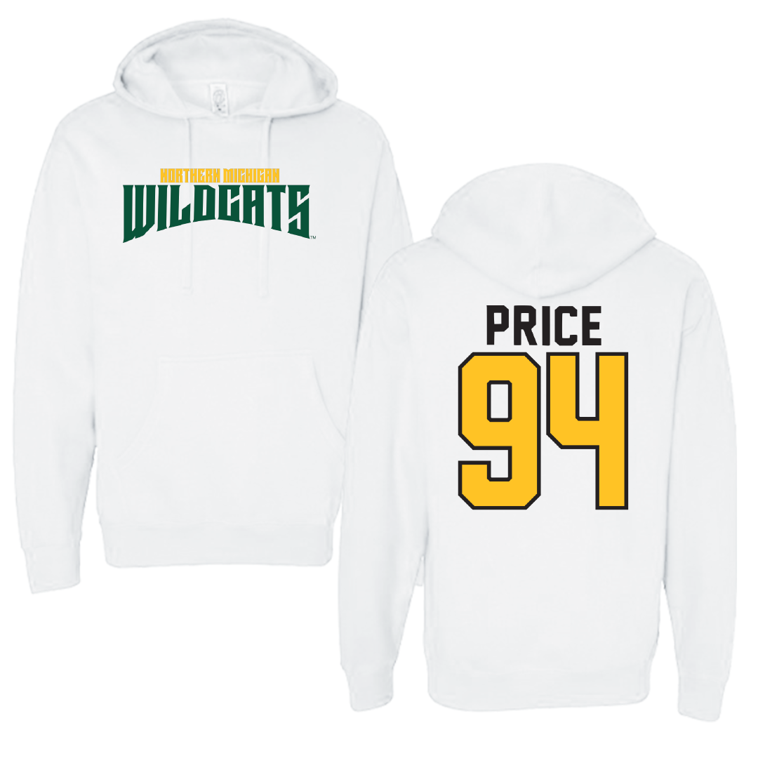 Northern Michigan University Football White Classic Hoodie - #94 Jake Price