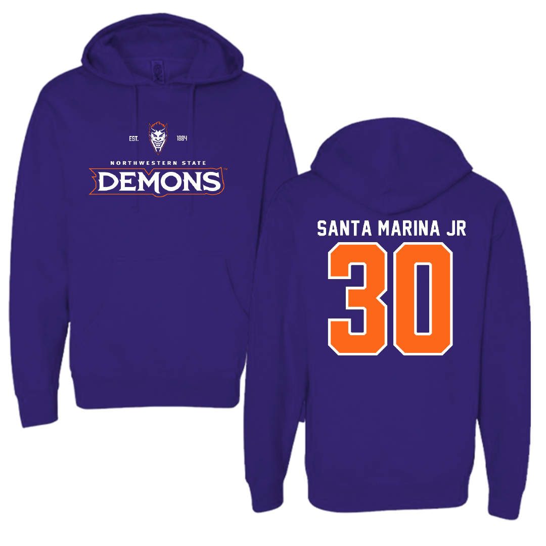 Northwestern State University Football Purple General Hoodie - #30 Troy Santa Marina Jr