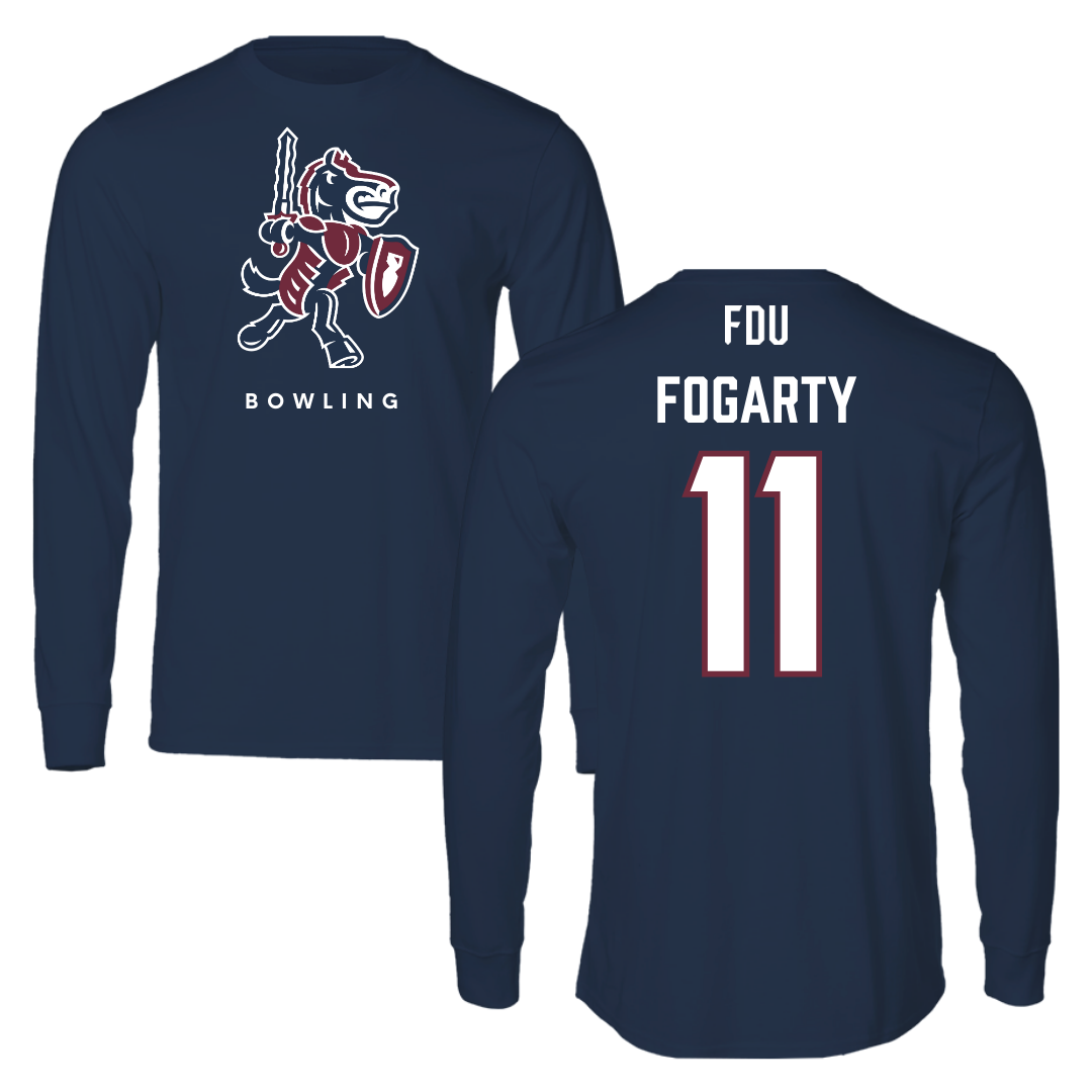 Fairleigh Dickinson University-Metropolitan Campus Bowling Navy Performance Long Sleeve - #11 Emily Fogarty