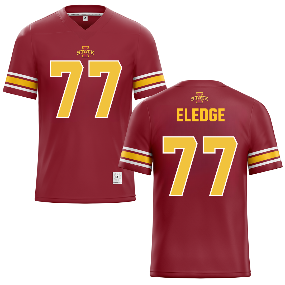 Iowa State University Red Football Jersey - #77 Easton Eledge