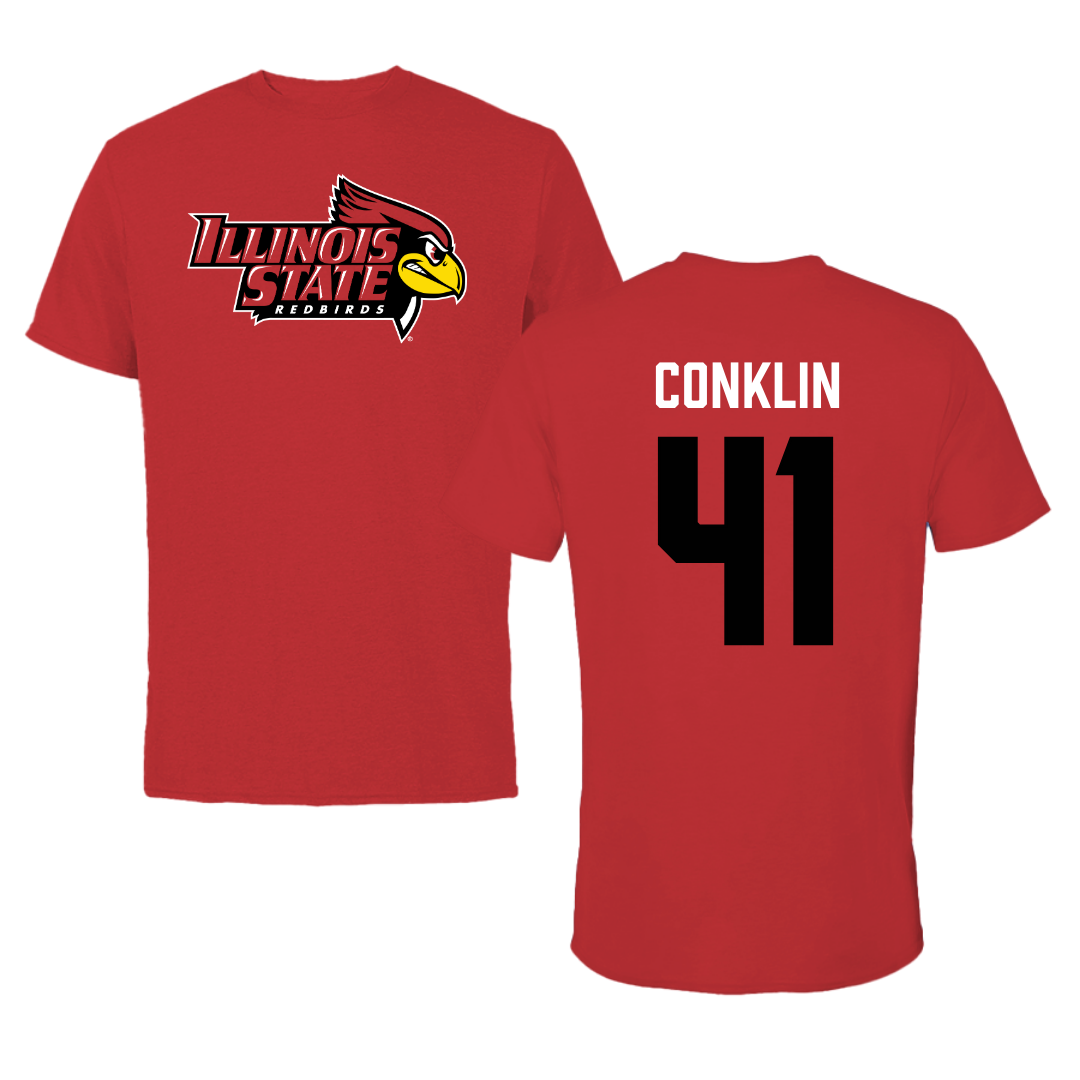 Illinois State University Baseball Red Redbird Performance Tee - #41 MacCallan Conklin