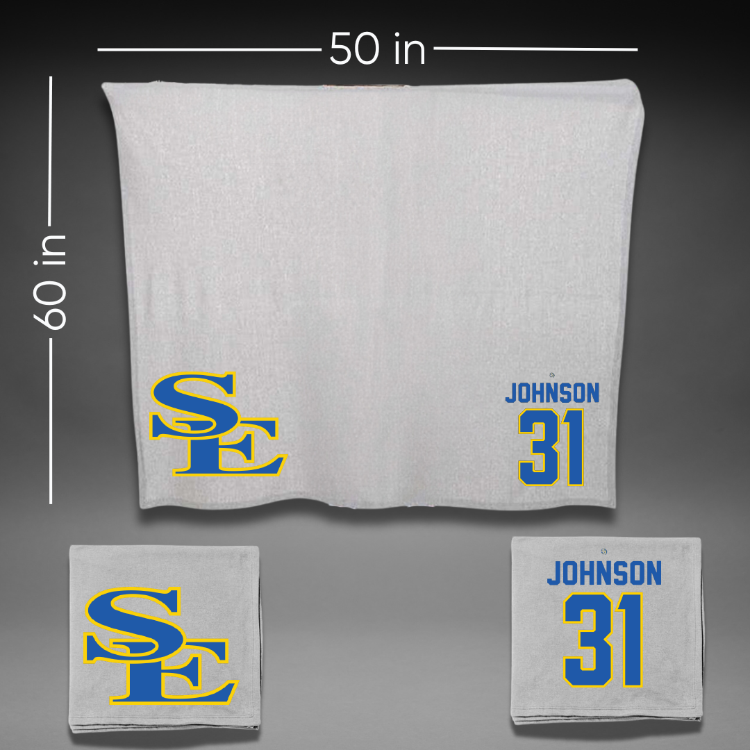 Southeastern Oklahoma State University Baseball Gray Blanket - #31 Luke Johnson