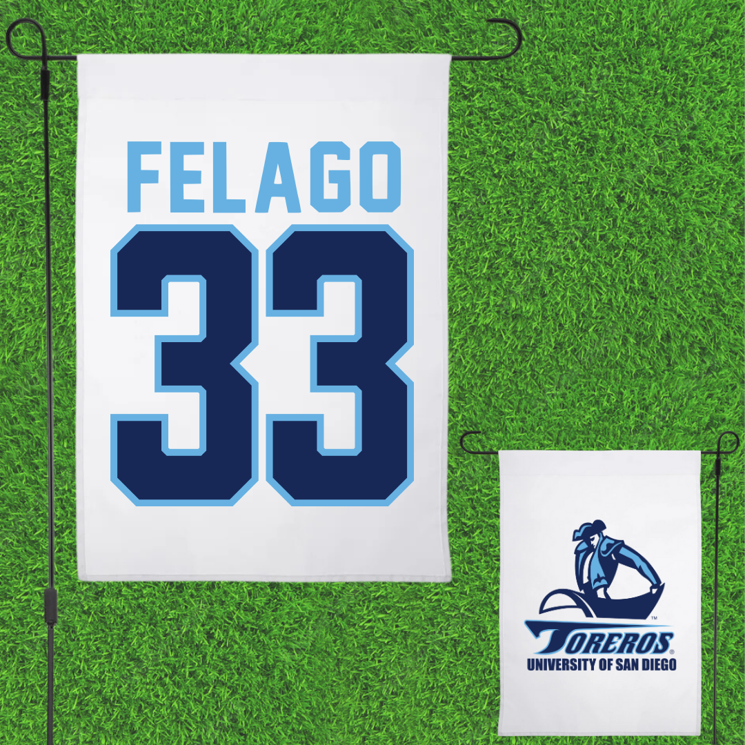 University of San Diego Football White Garden Flag - #33 Nick Felago
