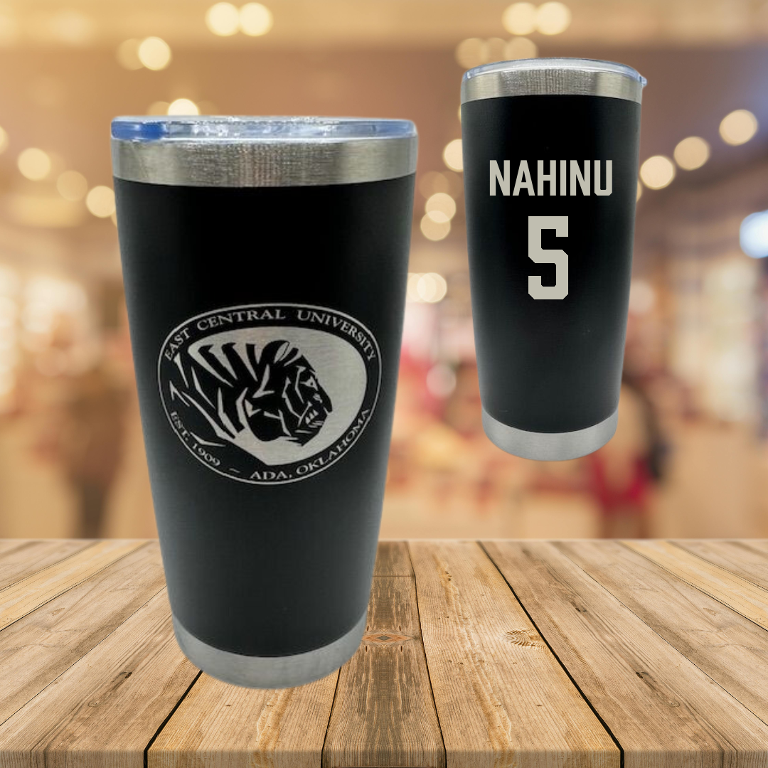 East Central University Volleyball Black Stainless Steel Tumbler - #5 Angel Nahinu