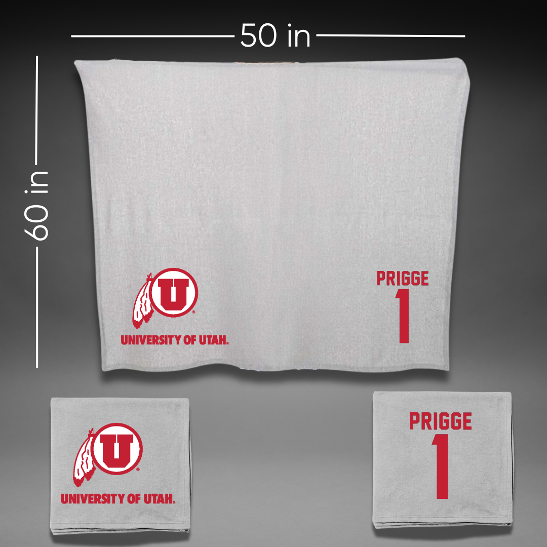 University of Utah Soccer Gray Blanket - #1 Taylor Prigge