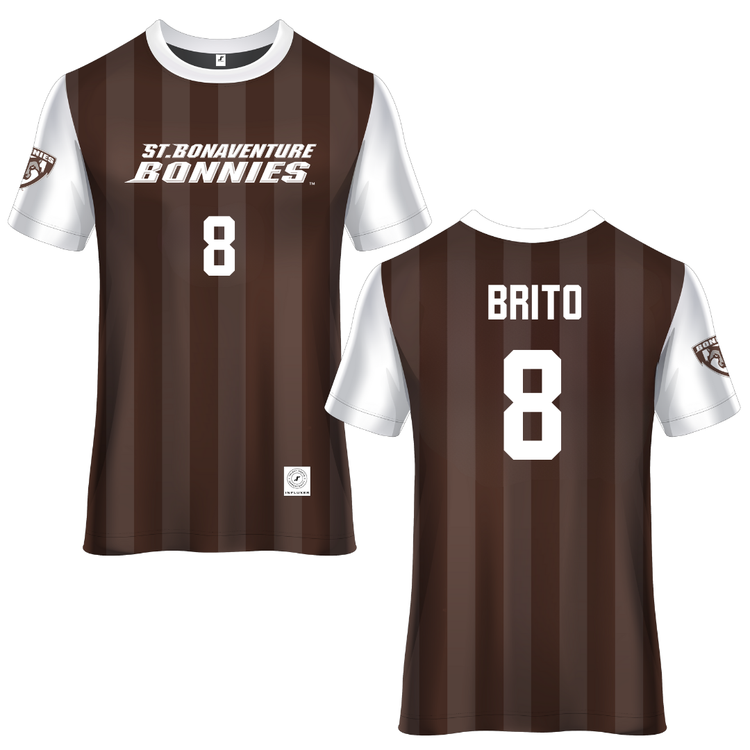 St. Bonaventure University Brown Soccer Jersey - #8 Kenzo Brito