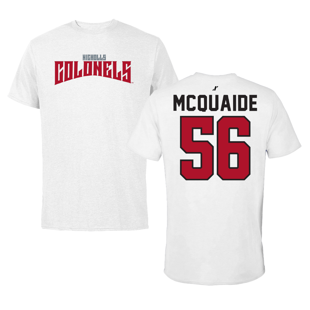 Nicholls State University Football White Classic Tee - #56 Pat McQuaide