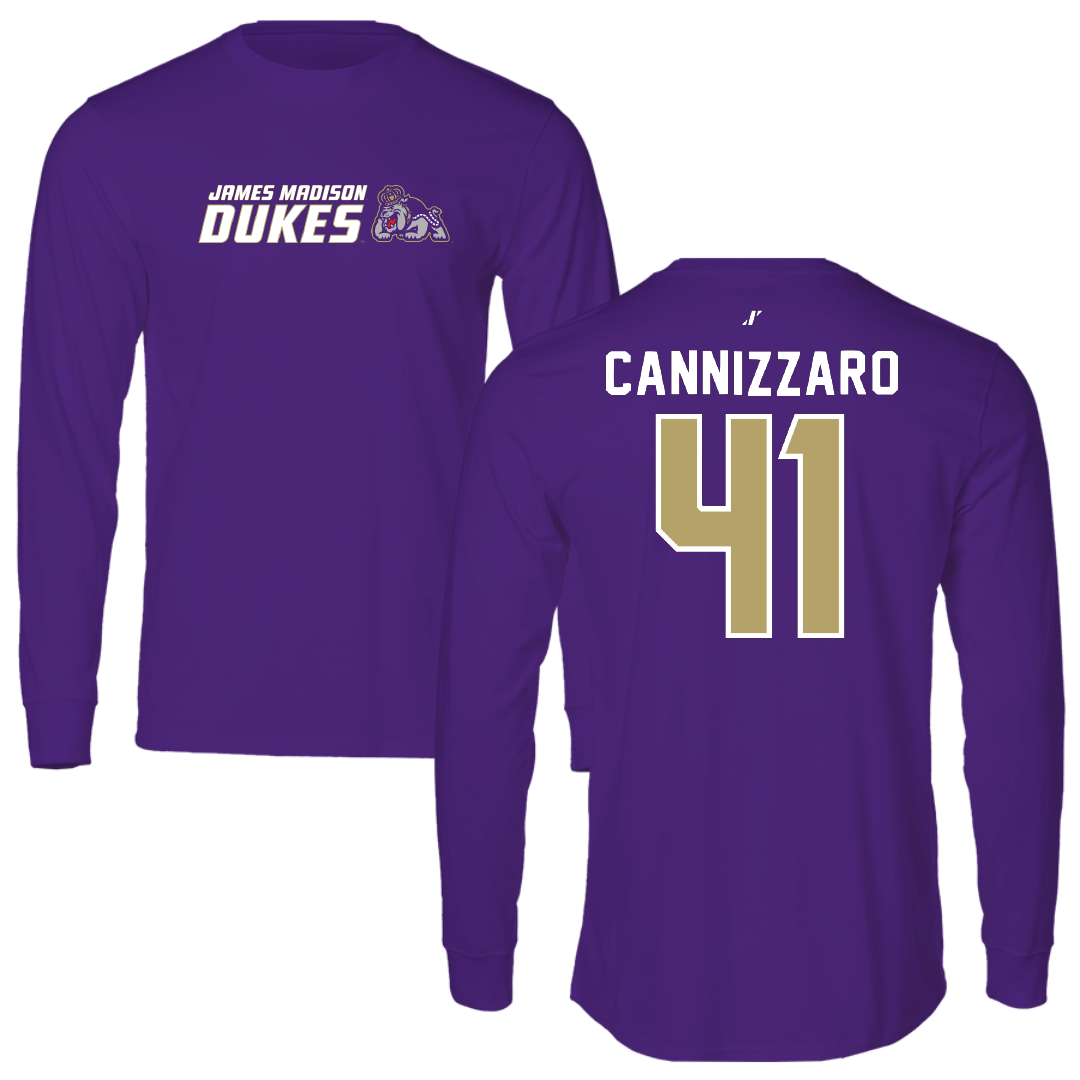 James Madison University Baseball Purple General Performance Long Sleeve - #41 Jack Cannizzaro
