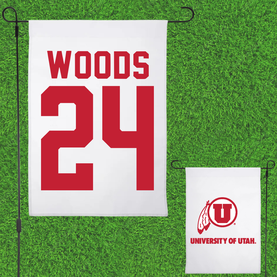 University of Utah Soccer White Garden Flag - #24 Bella Woods