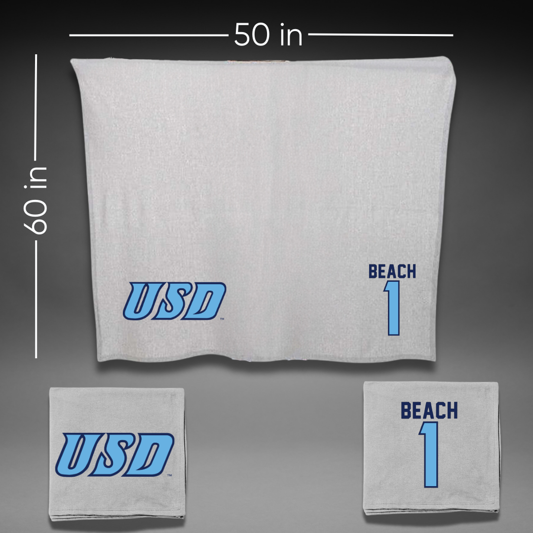 University of San Diego Volleyball Gray Blanket - #1 Neomi Beach