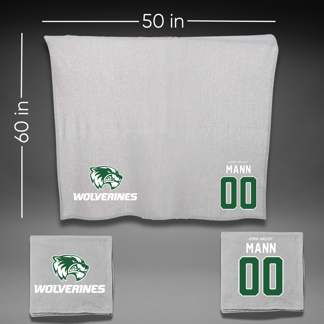 Utah Valley University Softball Gray Blanket - #00 Angelique Mann