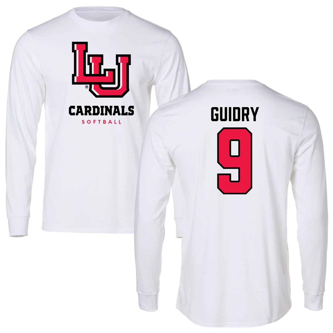 Lamar University Softball White Performance Long Sleeve - #9 Madison Guidry