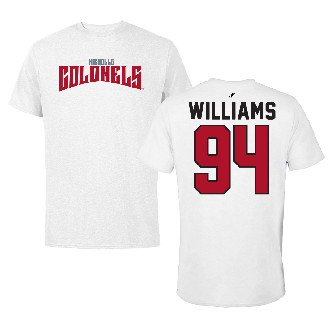 Nicholls State University Football White Classic Performance Tee - #94 Nick Williams