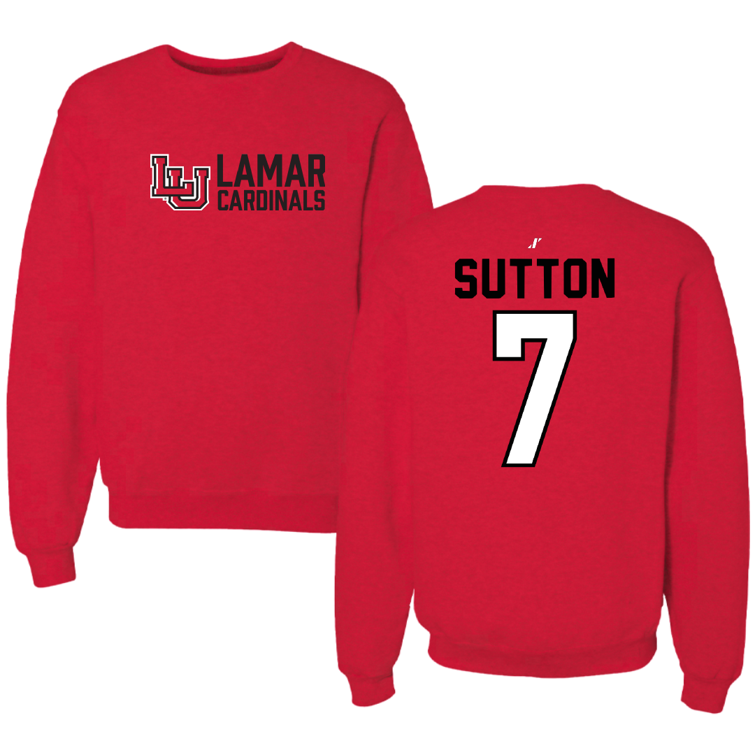 Lamar University Baseball Red General Crewneck - #7 Carter Sutton