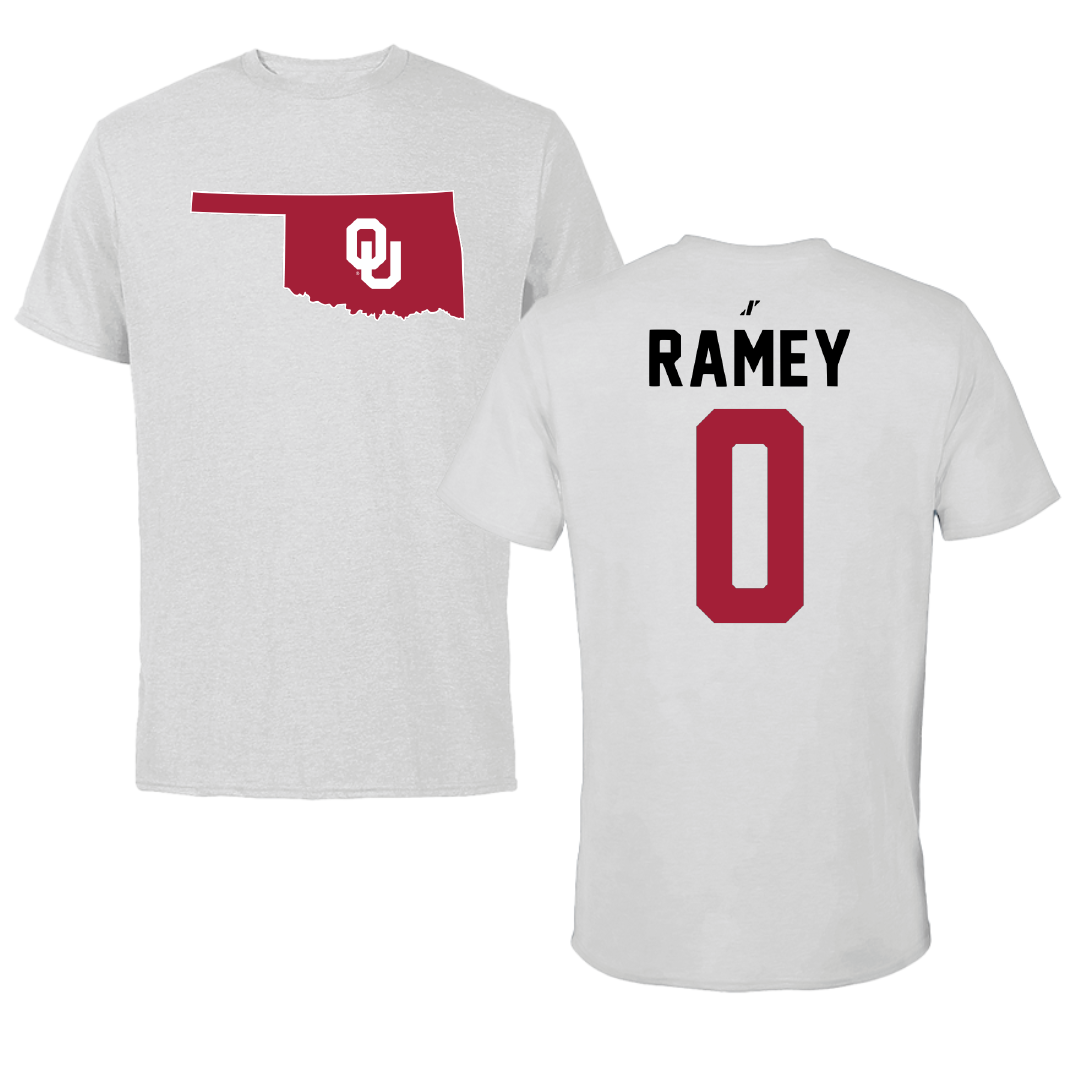 University of Oklahoma Soccer Light Gray State Tee - #0 Olivia Ramey