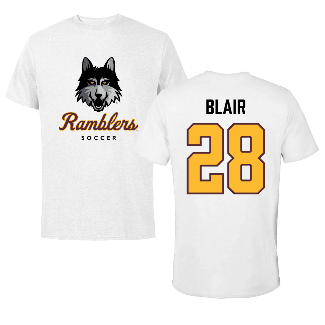 Loyola University-Chicago Soccer White Ramblers Performance Tee - #28 Quinten Blair
