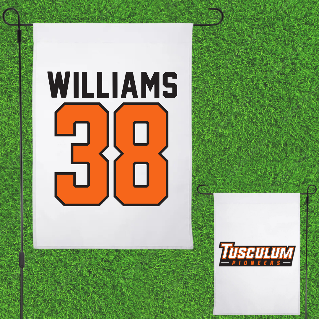 Tusculum University Football White Garden Flag - #38 Jeremiah Williams