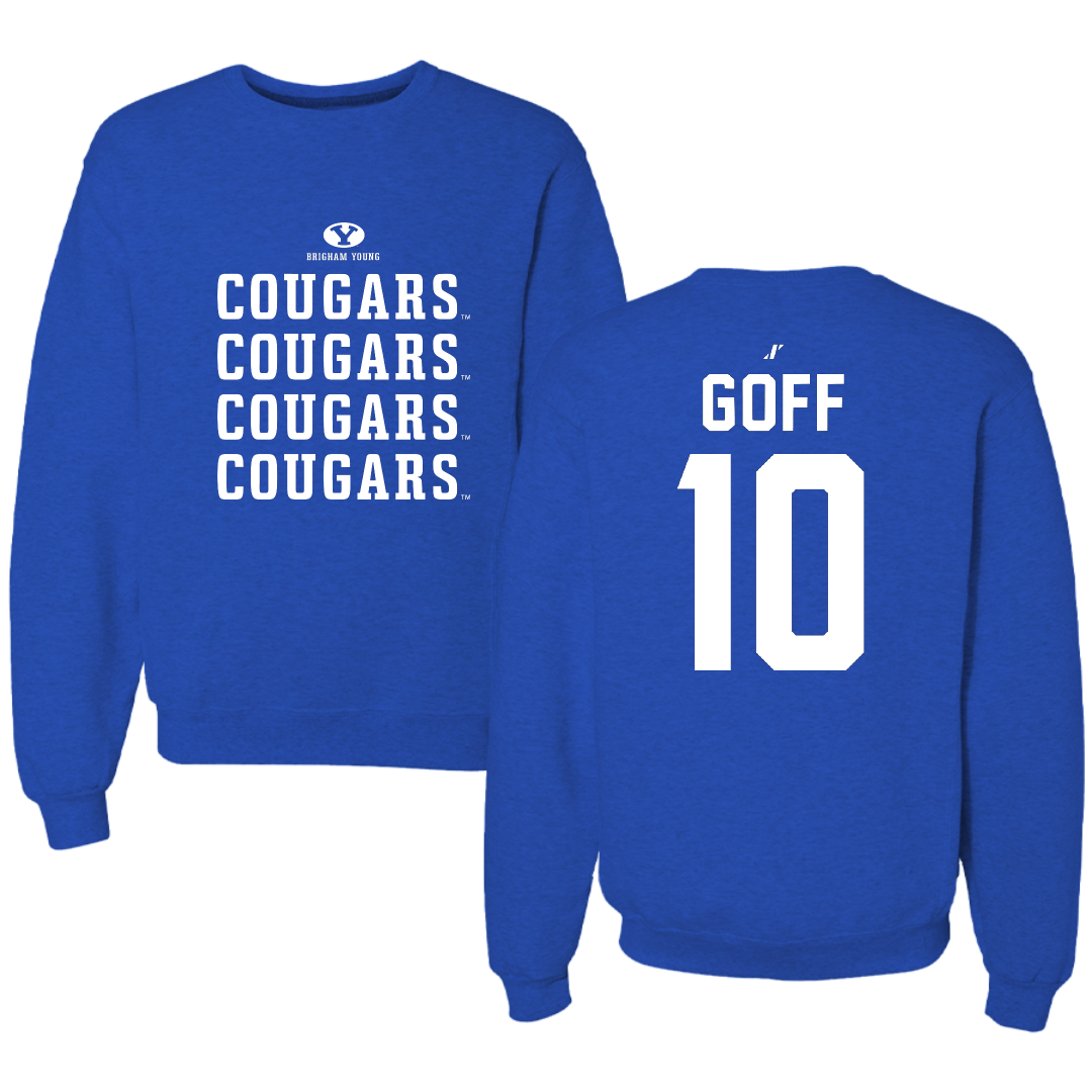 Brigham Young University Baseball Blue General Crewneck - #10 Parker Goff
