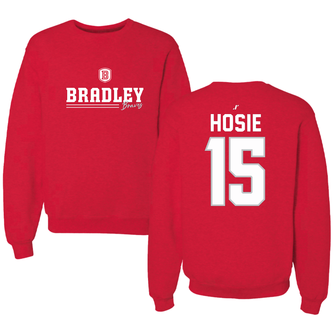 Bradley University Baseball Red General Crewneck - #15 Nick Hosie