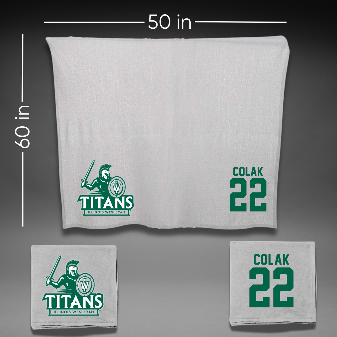 Illinois Wesleyan University Basketball Gray Blanket - #22 Karlo Colak