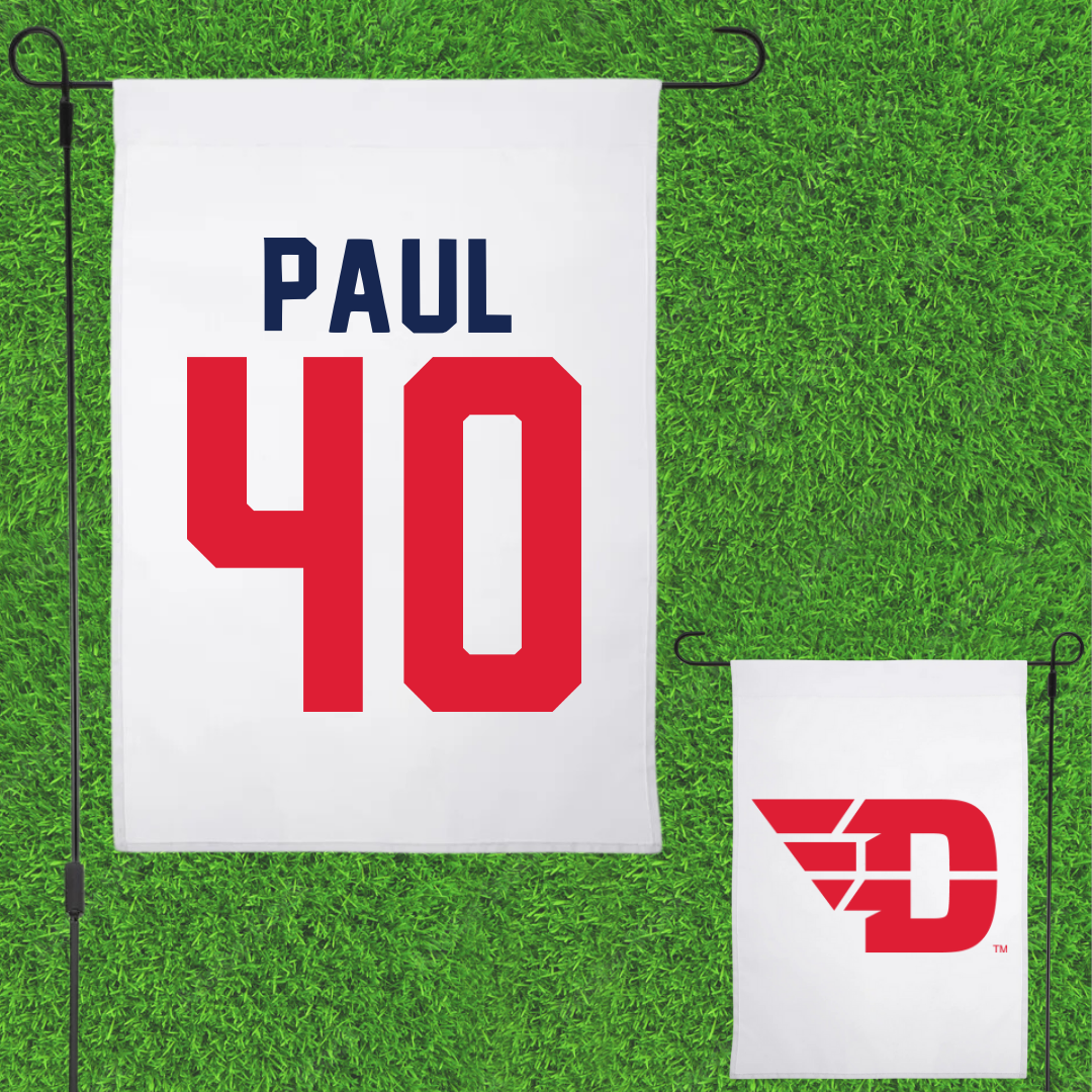 University of Dayton Football White Garden Flag - #40 Kyler Paul