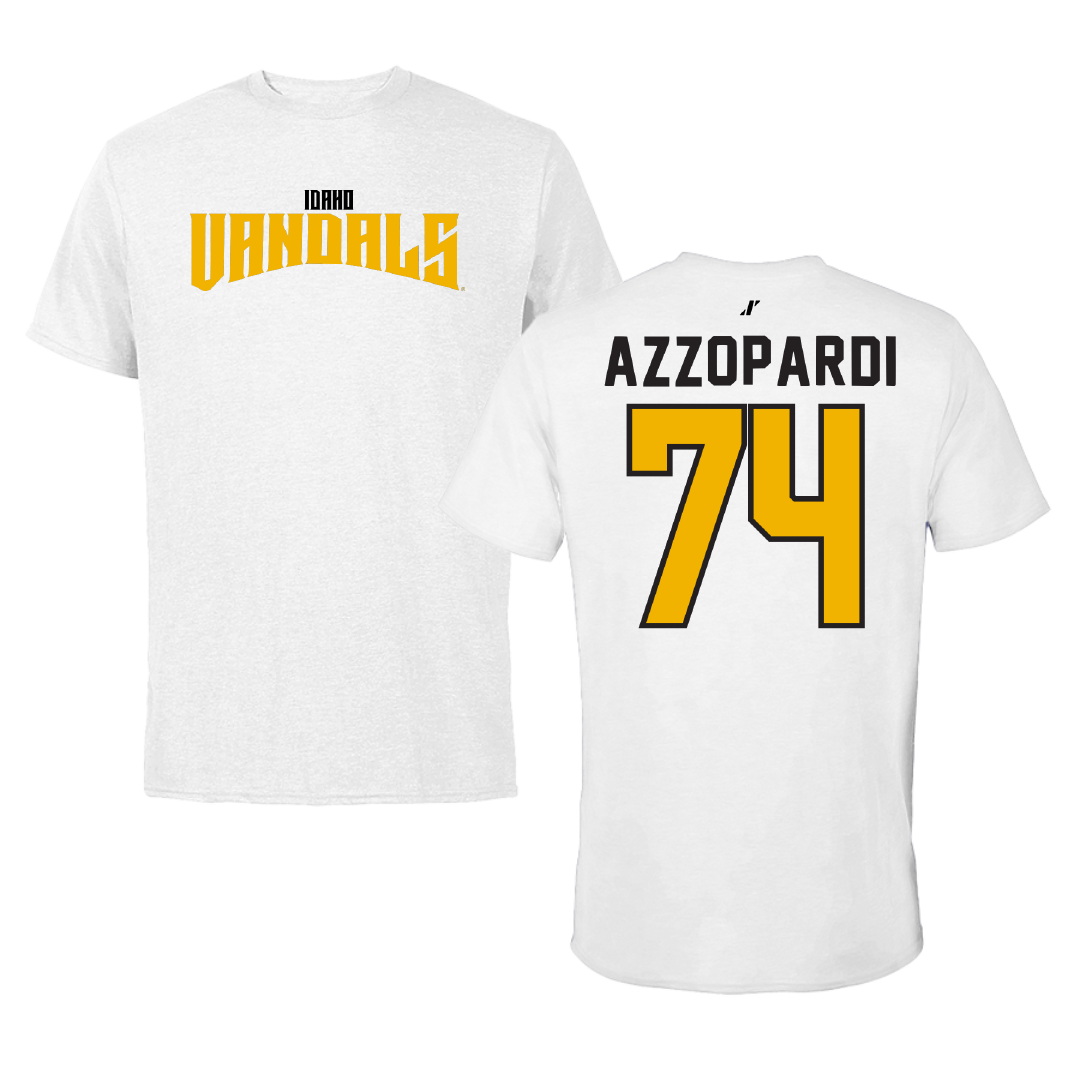University of Idaho Football White Classic Performance Tee - #74 Nate Azzopardi