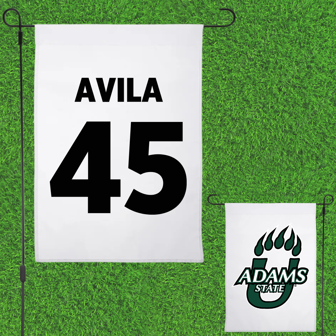 Adams State University Soccer White Garden Flag - #45 Caleb Avila