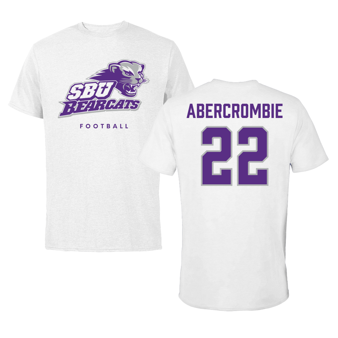 Southwest Baptist University Football White Performance Tee - #22 Jordan Abercrombie