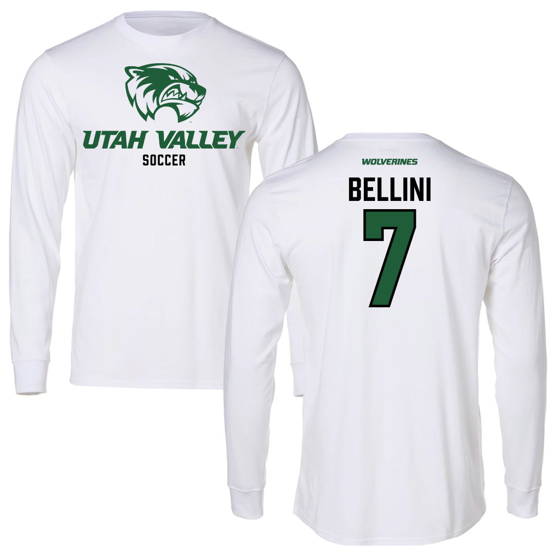 Utah Valley University Soccer White Performance Long Sleeve - #7 Kendi Bellini