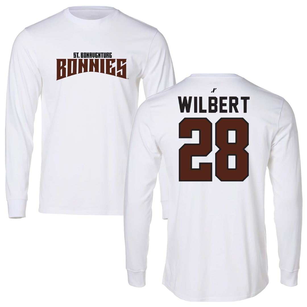 St. Bonaventure University Soccer White Classic Performance Long Sleeve - #28 Andrew Wilbert