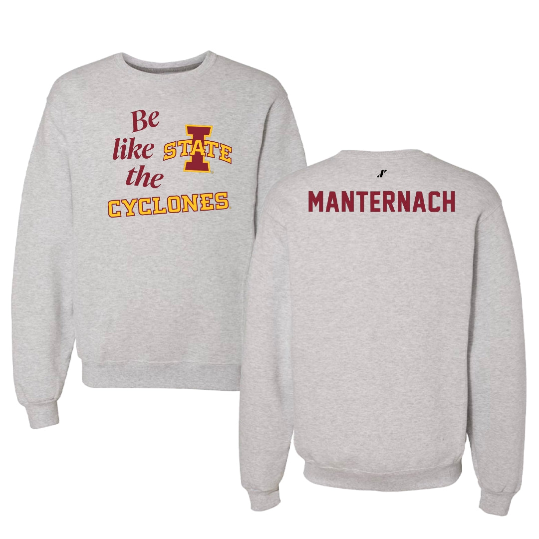 Iowa State University Gymnastics Light Gray Be Like Us Crewneck - Madelyn Manternach